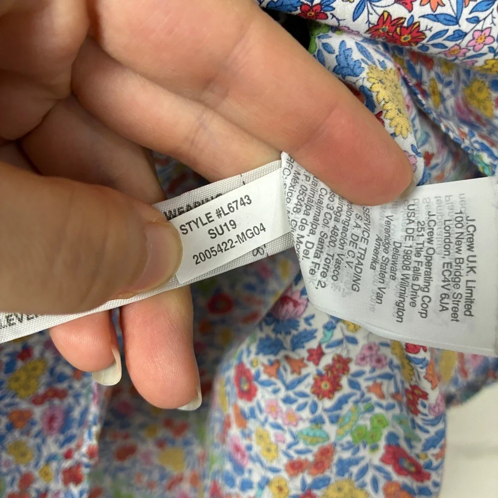 J. Crew x Liberty Fabrics Ruffle Classic Popover Shirt Size 4 Favourite Flowers
